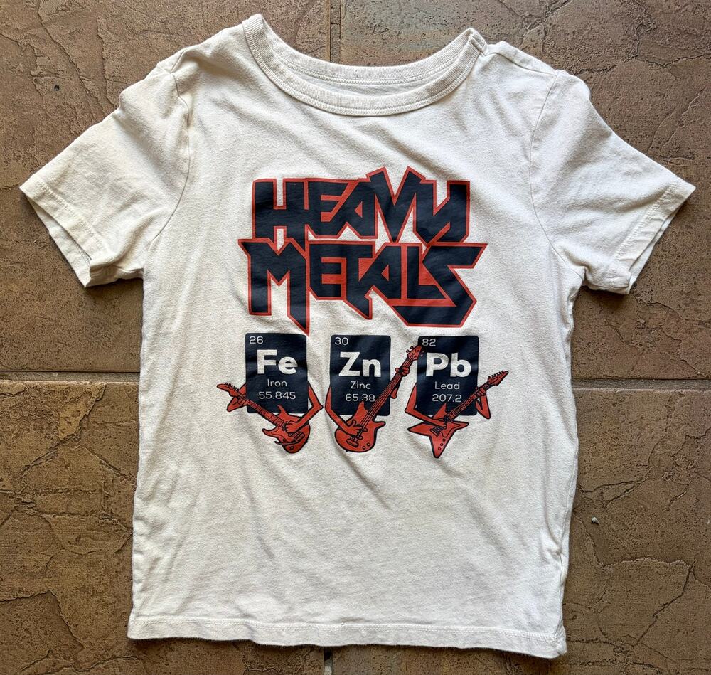 Gap Kids Heavy Metals Periodic Table Guitar Graphic T-Shirt Cream Size S